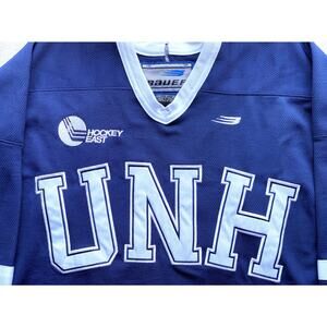 UNH New Hampshire Wildcats 90s BAUER hockey jersey M navy NCAA University vtg